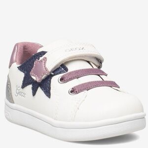 Geox DJ Rock Low Top Sneakers White Pink Metallic Star Toddler Girl 9 Shoes